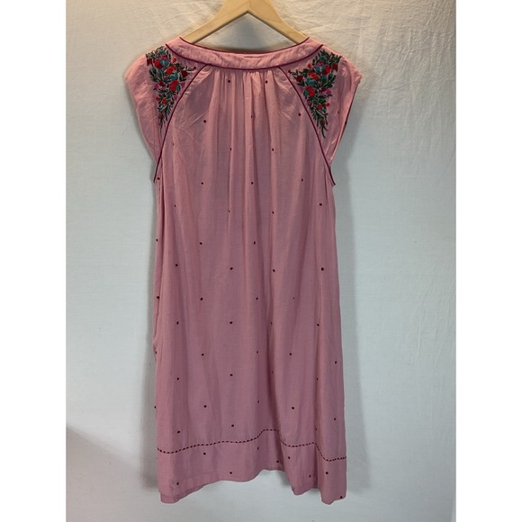 NEW Boden Amelia Pink Embroidered Dress 10R cap sleeve pockets knee length - Picture 2 of 11